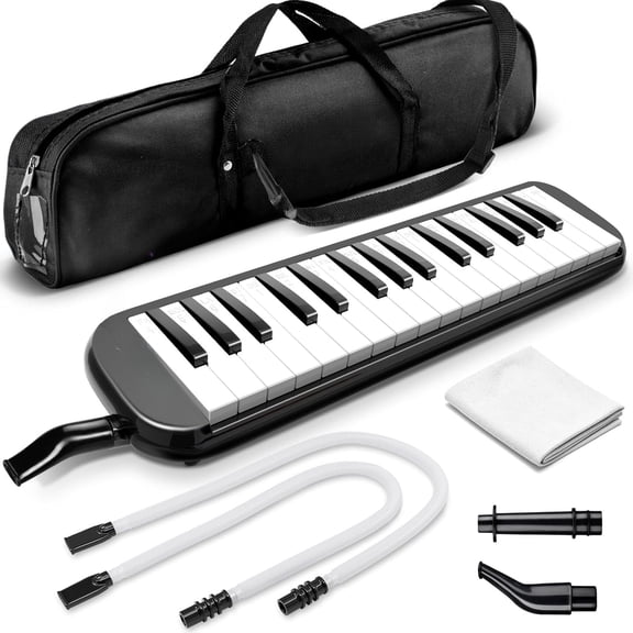 Melodica 32 Keys Double Tubes Mouthpiece Air Piano Keyboard Musical Instrument with Carrying Bag 32 Keys,