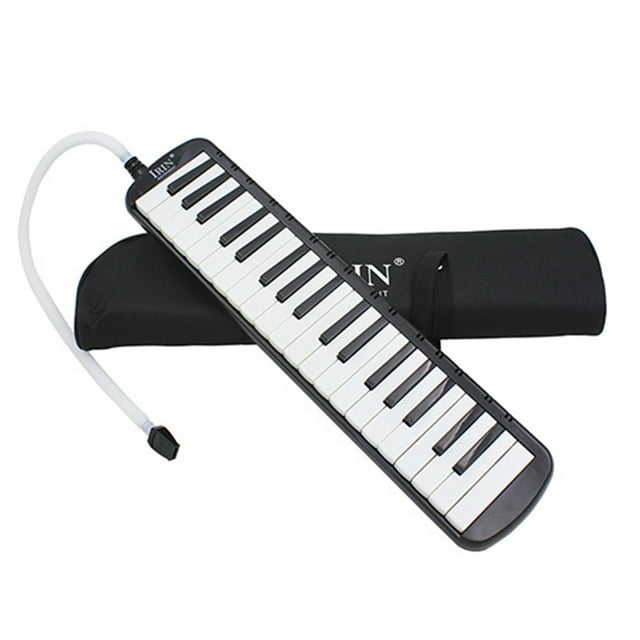 Melodica 37 Keys Tubes Mouthpiece Air Piano Keyboard Musical Instrument with Carrying Bag, Black