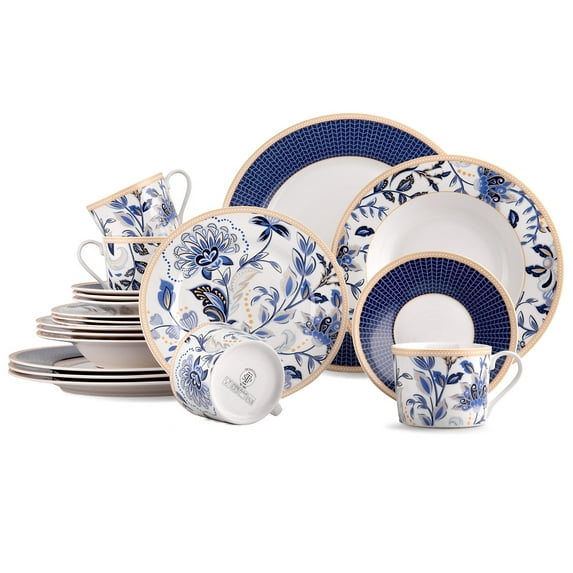 STP GOODS Melodie de Fleurs Porcelain Dinnerware Set of 20 for 4 pers. in Gift Box