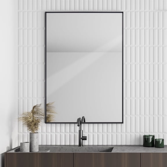 Melodieux 24"x 36" Wall Mirror Black Deep Aluminum Frame