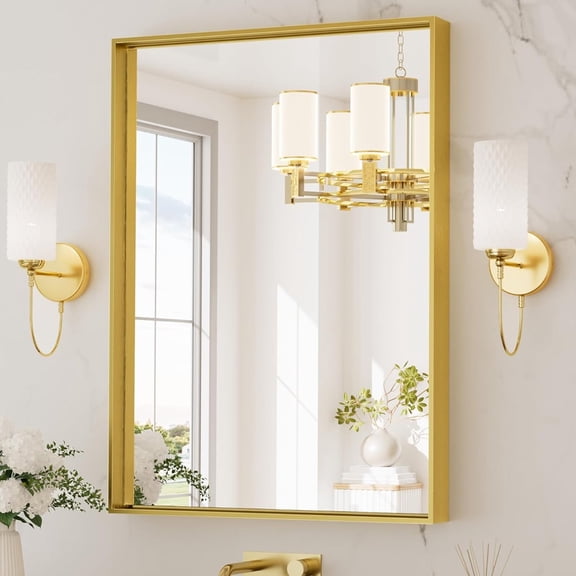 Melodieux 24"x 36" Wall Mirror Gold Deep Aluminum Frame