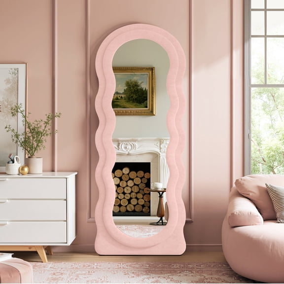 Melodieux 24"x 63" Free Standing Flannel Frame Irregular Wavy Full Length Mirror
