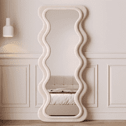 Melodieux 24"x 63" Free Standing Flannel Frame Wavy Full Length Mirror
