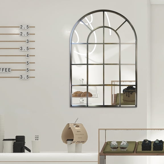 Melodieux 30"x 40" Rectangular Wall Mirror Bronze Windowpane Aluminum Frame