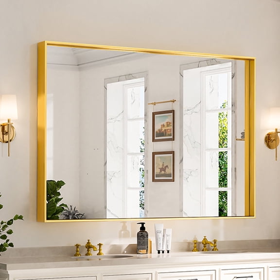 Melodieux 30"x 40" Wall Mirror Gold Deep Aluminum Frame
