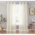 thumbnail image 1 of Melodieux Linen Textured Semi Sheer Voile Curtain, Grommet Top, 2 panels, Cream/Yellow - 52 x 63 Inch, 1 of 8