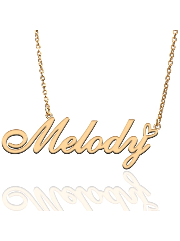 Melody Custom Name Necklace Customized Personalized Plated Name Necklace for Mother Daughter Friendship Women Valentine's Day Christmas Birthday New Year Gold