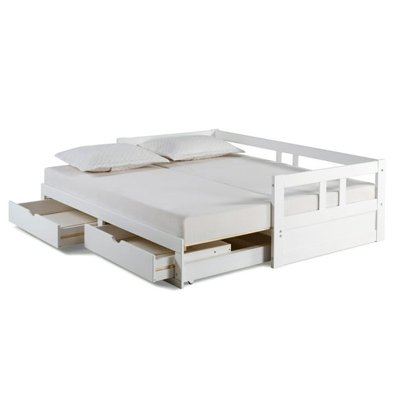 Melody Twin to King Extendable Day Bed with Storage White