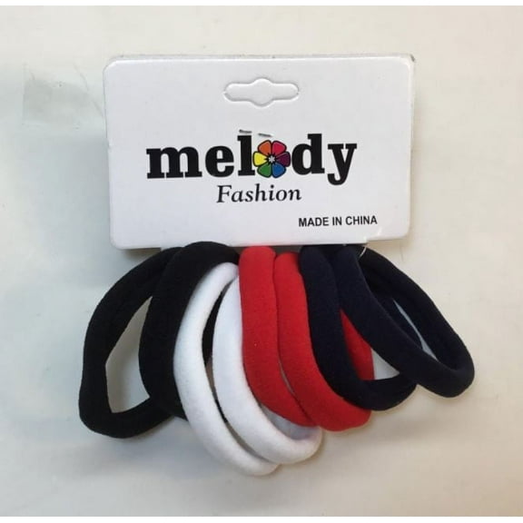 Melody Fashion_Black & Red & White Thick Seamless No Slip Hair Bands Elastic Ties Soft Ponytail Holders_ REL826