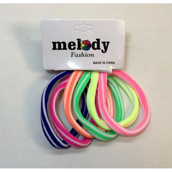 Melody Fashion_Colorful Hair Ties with White Stripes Seamless No Slip Hair Bands Elastic Ties Soft Hair Holders _REL913