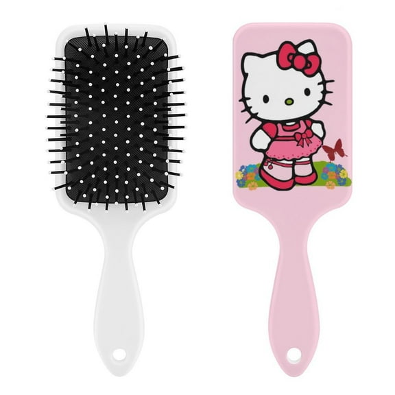 Melody Hello Kitty Air Cushion Detangling Paddle Brush with Ball Tip Anti Static Massage Hair Care for Thick Curly Wet and Dry Hair Web Detangler Hair Combs