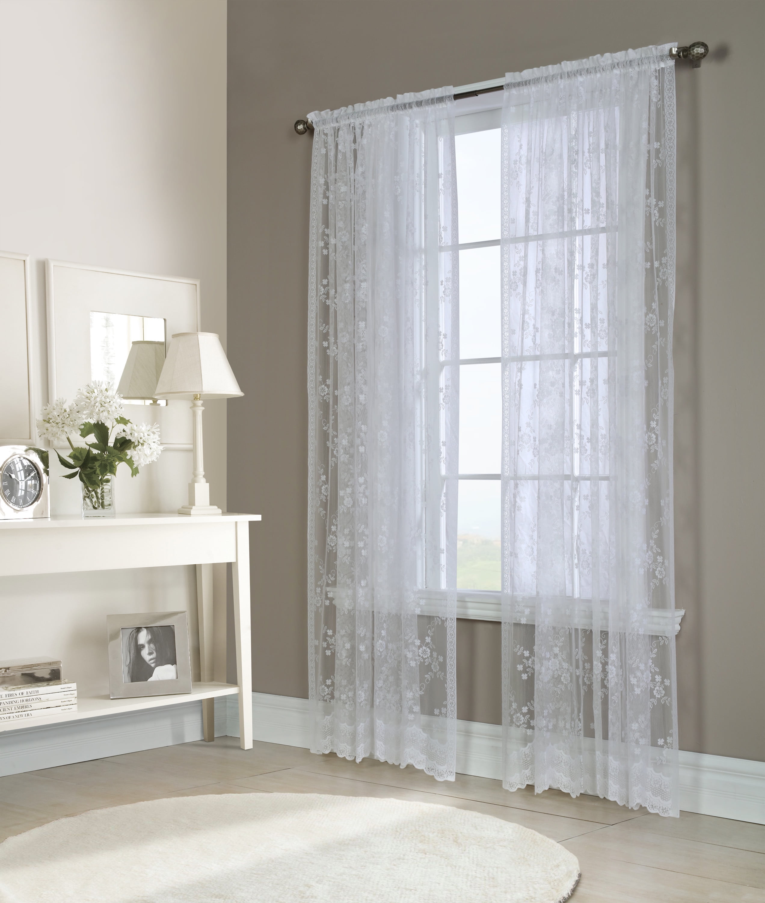 Loft Living Melody Sheer Lace Curtain Panel 56 x 84 White