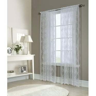 Melody Jacquard Lace Window Curtain Panel 56" x 84" in White