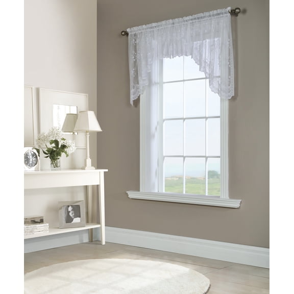 Melody Jacquard Lace Window Curtain Swag Pair 36" x 32" in White