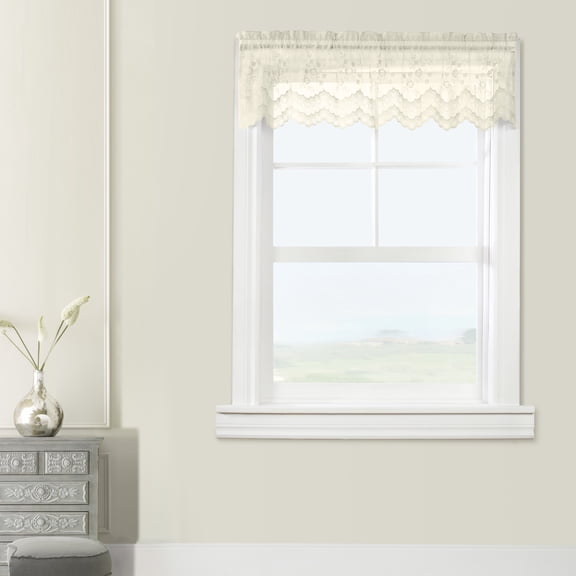Melody Jacquard Lace Window Curtain Valance 56" x 15" in Eggshell