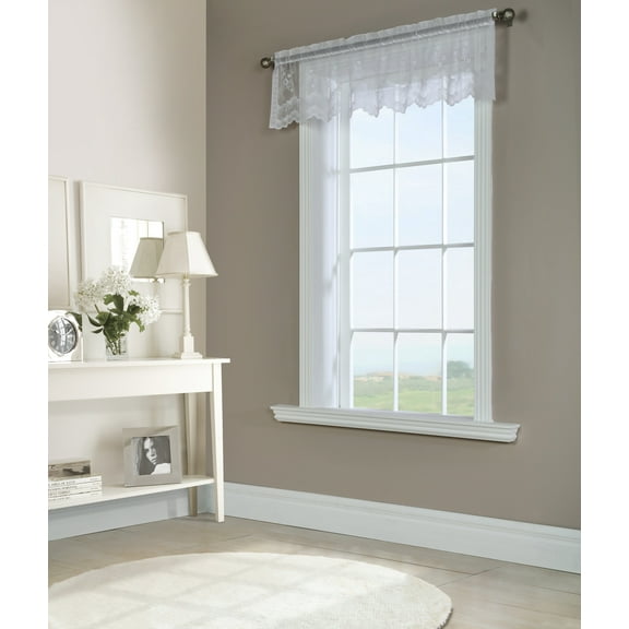 Melody Jacquard Lace Window Curtain Valance 56" x 15" in White