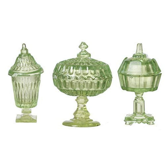 Melody Jane Dollhouse Green Candy Dishes & Lids Chrysnbon Miniature 1:12 Scale Ornaments
