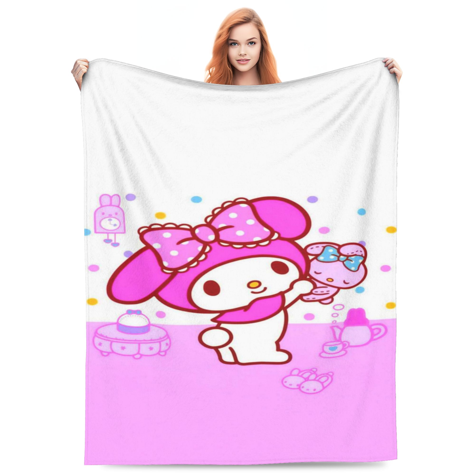 Melody Kuromi Cartoon Blanket for Kids Teenager Adult, Ultra Soft Cozy