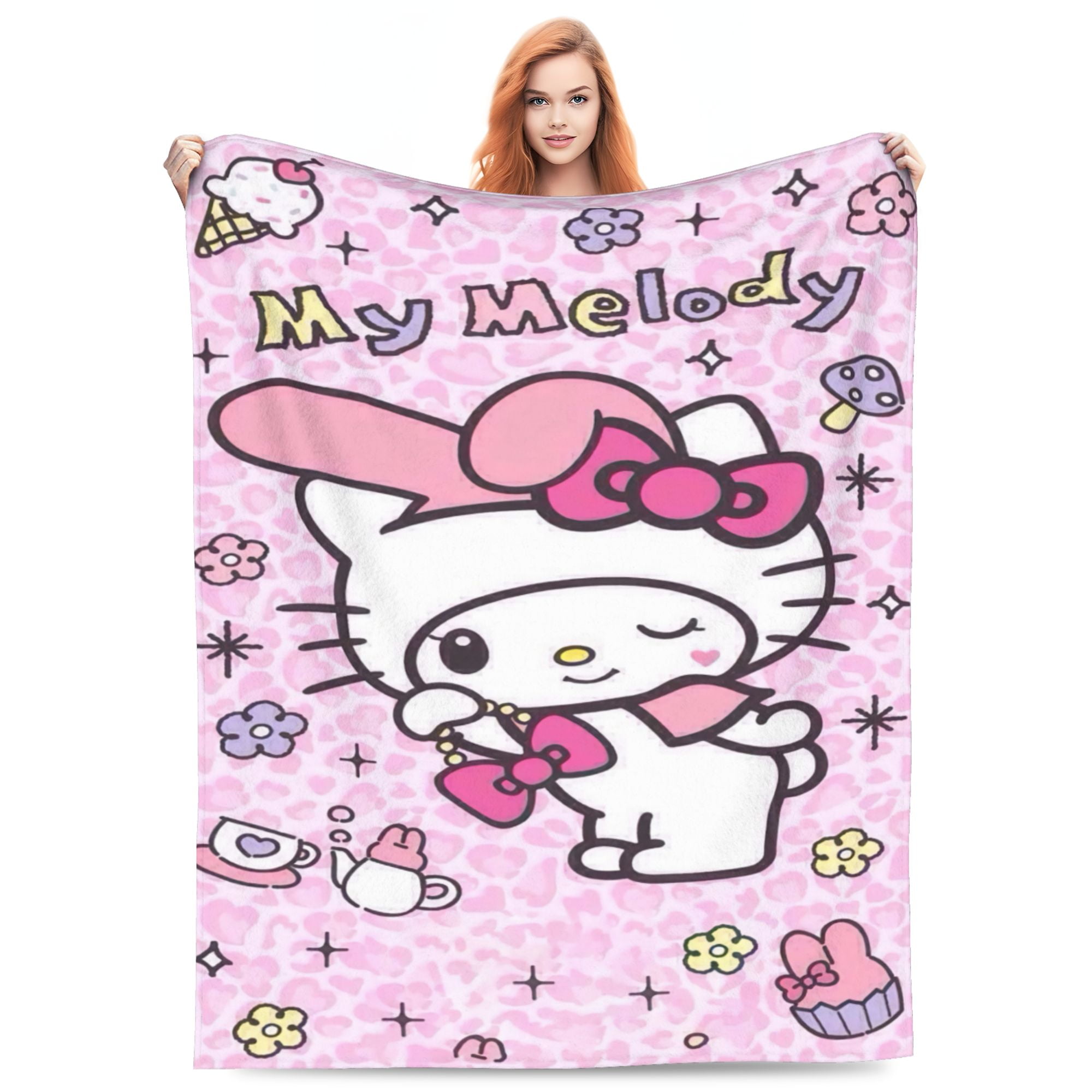 Melody Kuromi Cartoon Blanket for Kids Teenager Adult, Ultra Soft Cozy