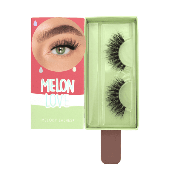 Melody Lashes vegan eyelashes, false eyelashes soft clear band (Melon Love)
