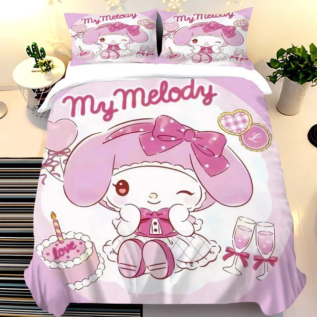 Melody Sanrio Cartoon Anime Quilt Duvet Cover Set Comforter King Size