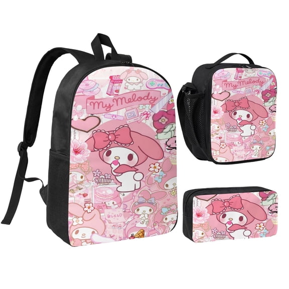 Melody Three piece backpack set young backpack combination backpack lunch bag pencil case