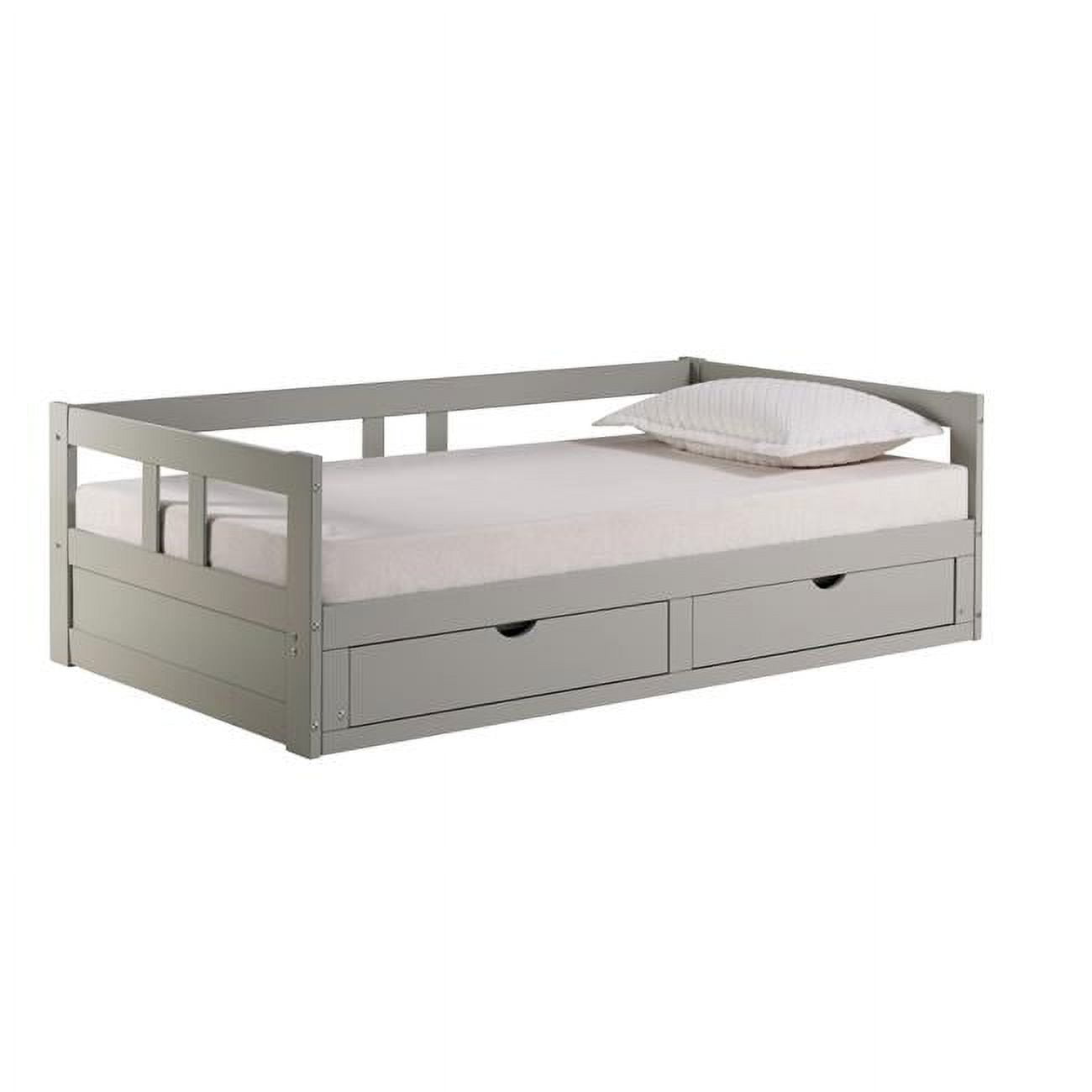 Melody Twin to King Extendable Day Bed with Storage, Dove Gray