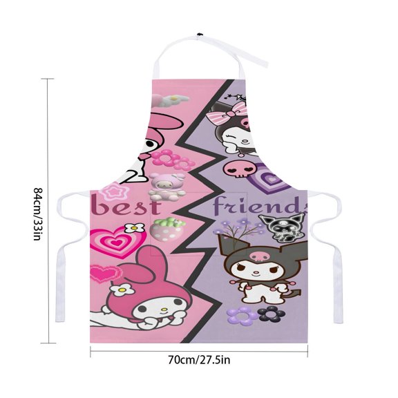 My Melody apron with pockets, waterproof for adults, kitchen cooking apron, adjustable chef apron for cooking, drawing, and craftingfor 33" x 28"70X84cm).