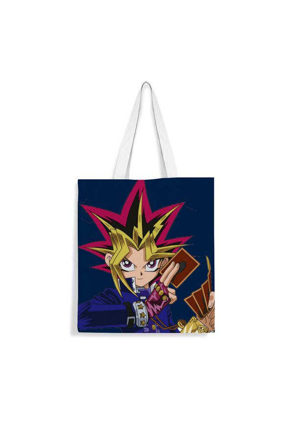 Yugioh Yu-Gi-Oh canvas Tote Bag: Aesthetic bag designed for women, perfect for grocery shopping. Reusable with an inner zipper, size 13.8 x 15.8 inches (35x40cm).
