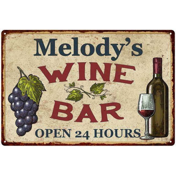 Melody's Rustic Wine Bar Sign Wall Dcor Kitchen Gift 12x18 Metal 112180056474