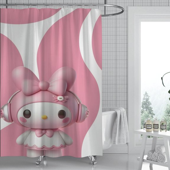 My Melody shower curtain features a unique pattern, is fully waterproof, and installs in minutes, transforming your bathroom oasis. Measures 59" x 71" (150 x 180 cm).