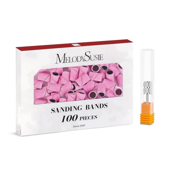 MelodySusie 100 Pcs Nail Drill Bits Sanding Bands for Nail Drill 180 Fine