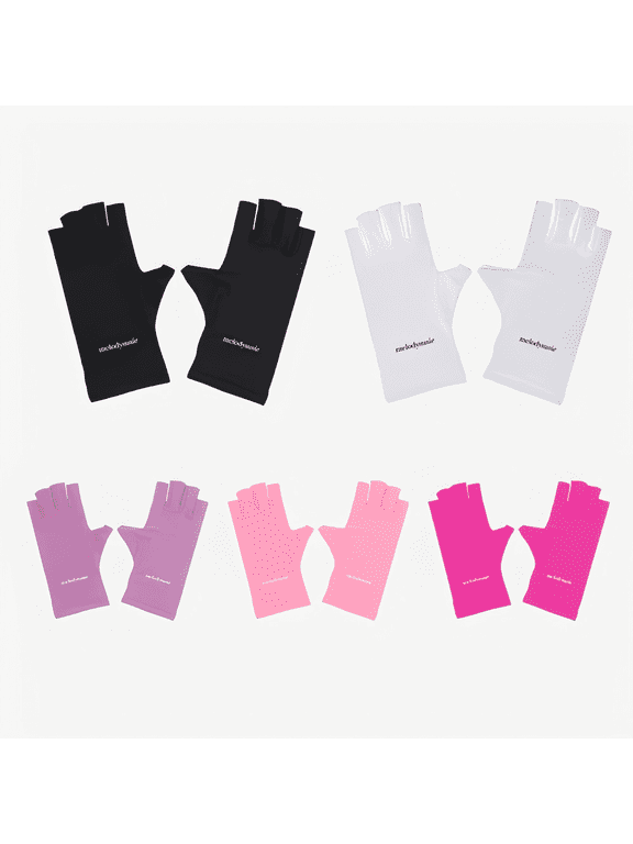5 Pairs UV Gloves for Gel Nail Lamp, Professional UPF50+ UV Protection Gloves for Manicures, Art Skin Care Fingerless Glove for Women Men Protect Hands from Sun and Nail Dryer Harm