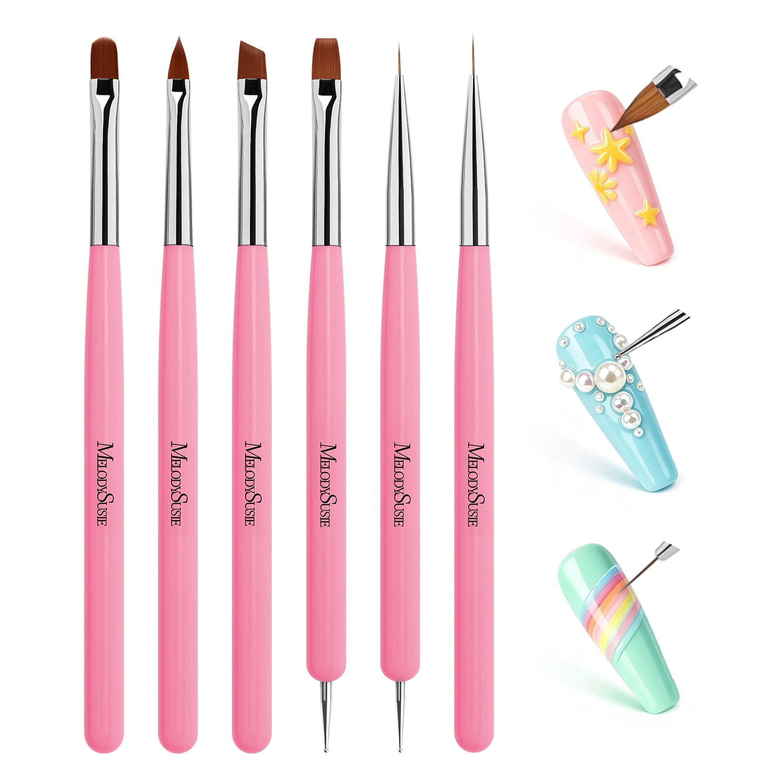MelodySusie, Nail Art Brush Set, Pink, Professional Painting Tools