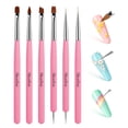 thumbnail image 1 of MelodySusie 6Pcs Nail Art Brush Set, Professional Painting Tools with Liner Flat Angled Gel Carved Brushes and Dotting Pen for Home and Salon, Pink, 1 of 9