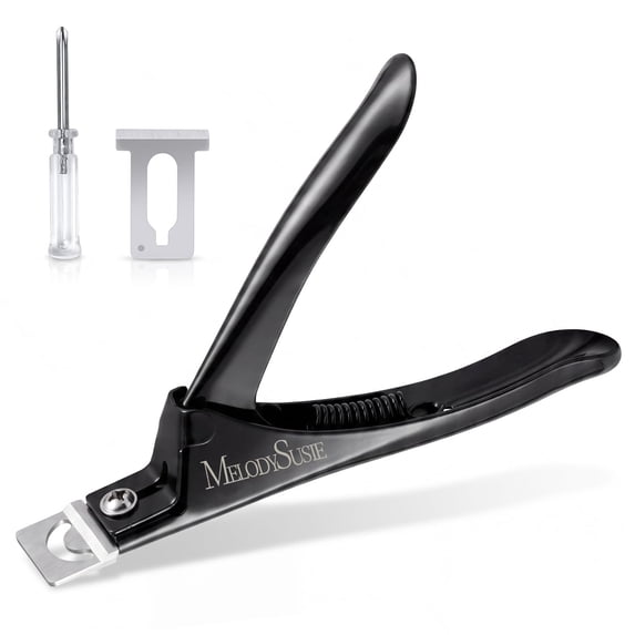 MelodySusie Nail Clippers, Adjustable Stainless Steel Trimmer for Fake Nail Tips and Acrylic Nails, Black