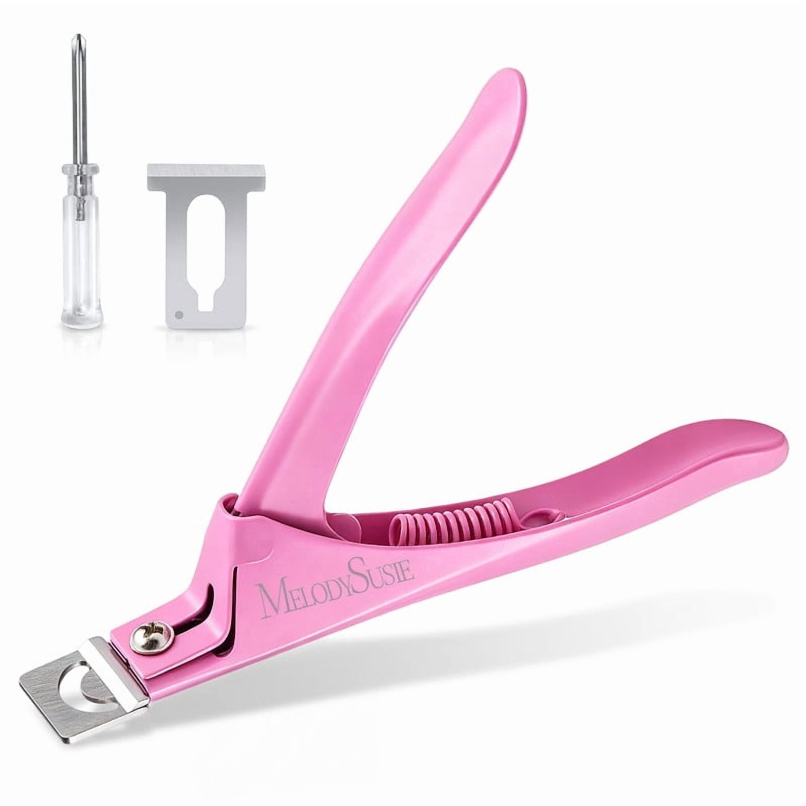 MelodySusie Acrylic Nail Clippers, Adjustable Stainless Steel Trimmer for Fake Nail Tips and Acrylic Nails,pink