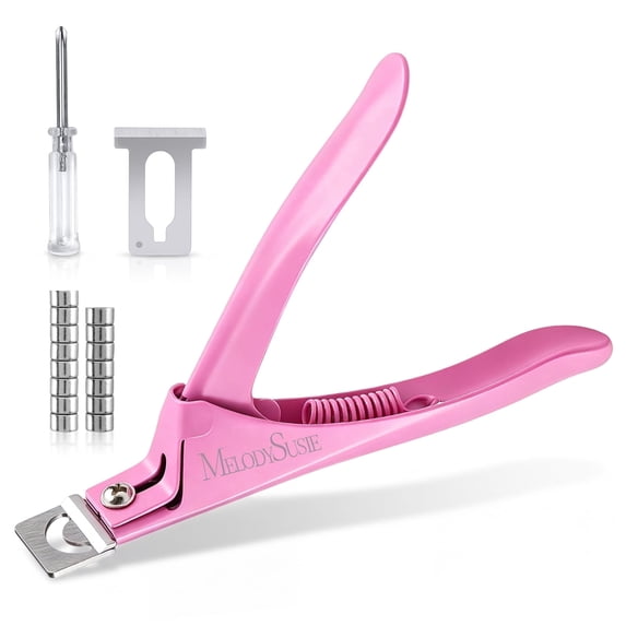 MelodySusie Nail Clippers, with 15pcs Magnet Sizers, Adjustable Stainless Trimmer for Acrylic Nails, Pink