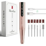 MelodySusie PC180F Cordless Electric Nail Drill, 25,000 RPM Portable Rechargeable E-file Set with Drill Bits&Sanding Bands,Gold