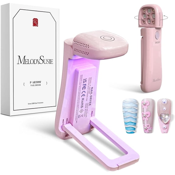 MelodySusie Cordless UV Nail Lamp with Fold-Out Stand,ART09F Foldable UV Light with 2-in-1 Lighting & Curing Function, Rechargeable, Flash Cures All Soft Gels