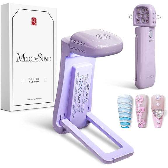 MelodySusie Cordless UV Nail Lamp with Fold-Out Stand,ART09F Foldable UV Light with 2-in-1 Lighting & Curing Function, Rechargeable, Flash Cures All Soft Gels