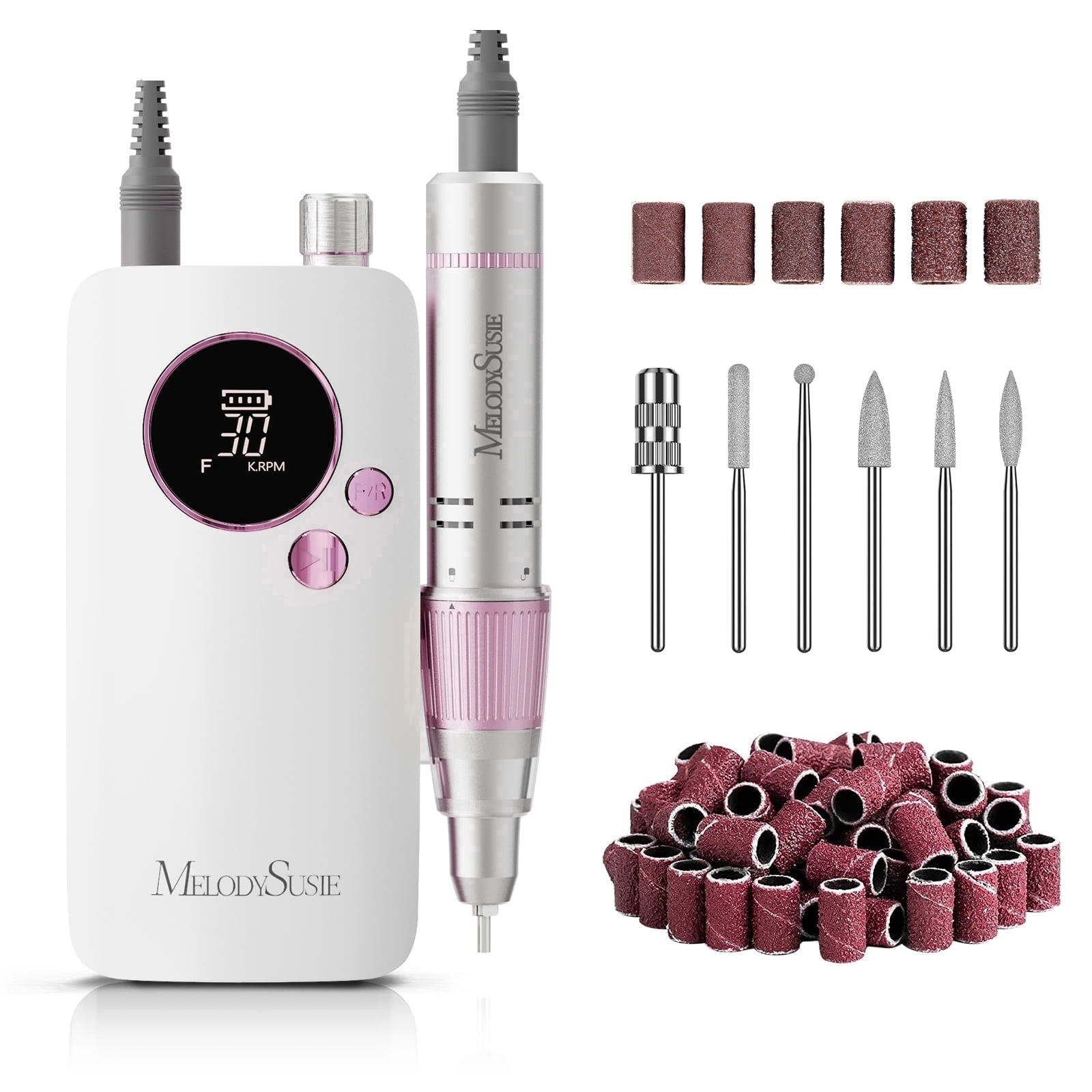 MelodySusie Entry-Level Clip-On Cordless Nail Drill, SC320F 30000RPM E-File with Pastel & Colorful Aesthetic Design for Manicure Shaping & Gel Removal