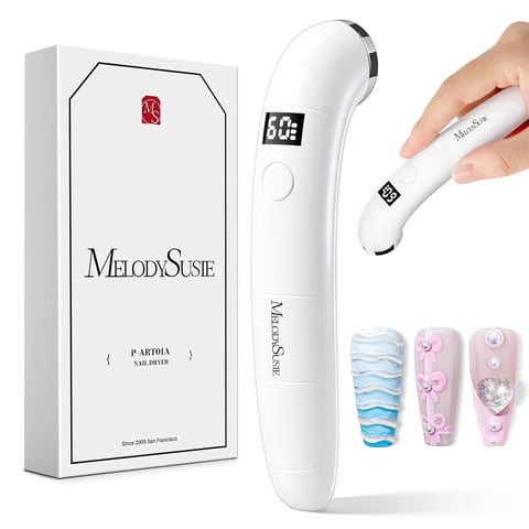 MelodySusie Ergonomic Handheld Cordless UV Nail Lamp with LCD Display & 2 Timers, ART01AW Rechargeable Mini UV LED Light Flash Cures All Soft Gels