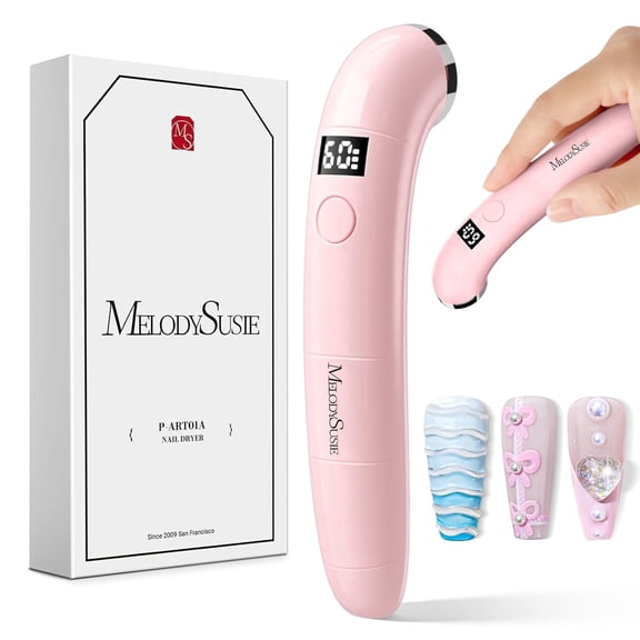 MelodySusie Ergonomic Handheld Cordless UV Nail Lamp with LCD Display & 2 Timers, ART01AW Rechargeable Mini UV LED Light Flash Cures All Soft Gels