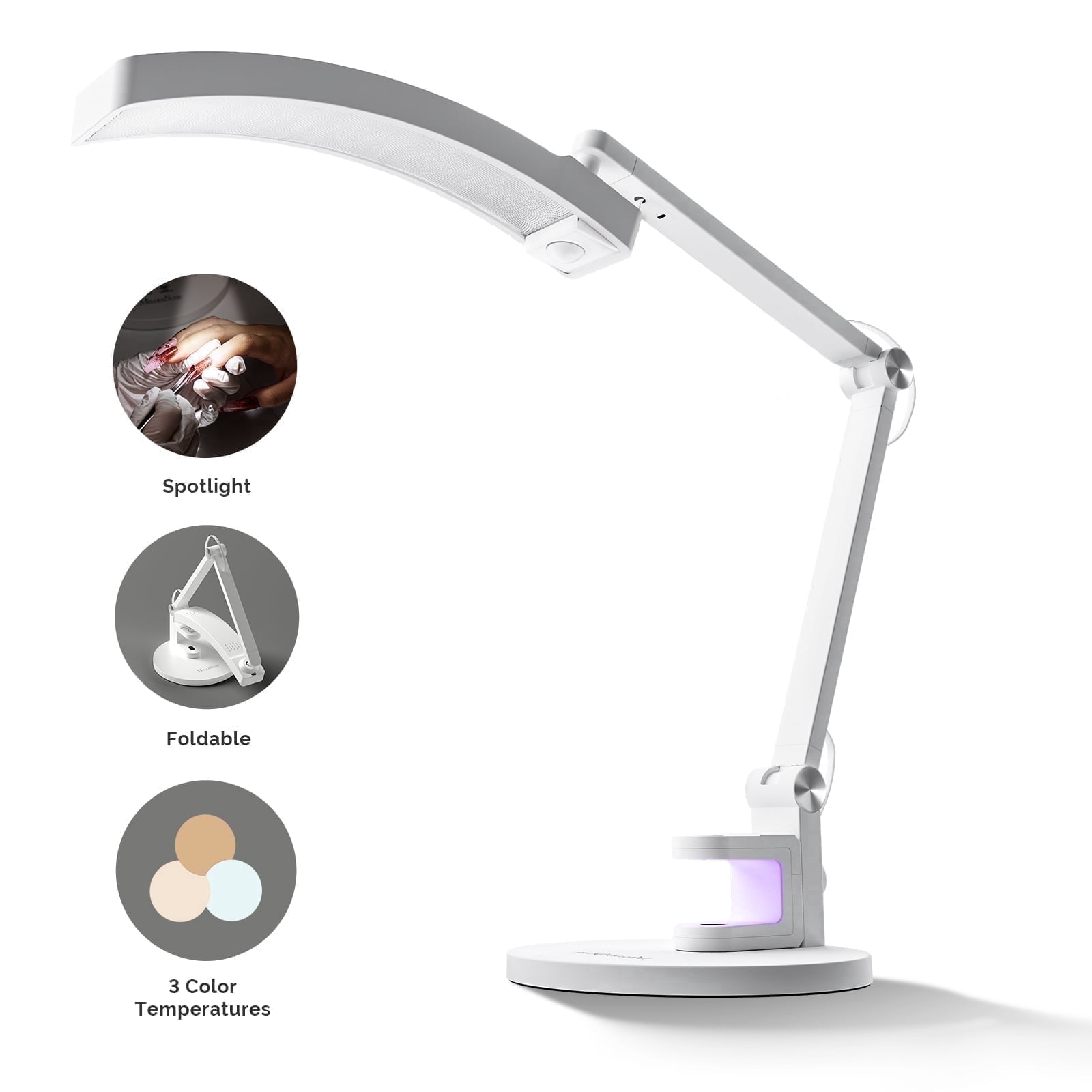 MelodySusie LED Manicure Table Lamp for Nail Techs, S-Pro29G Professional Nail Desk Light with Magnetic UV Curing Lamp