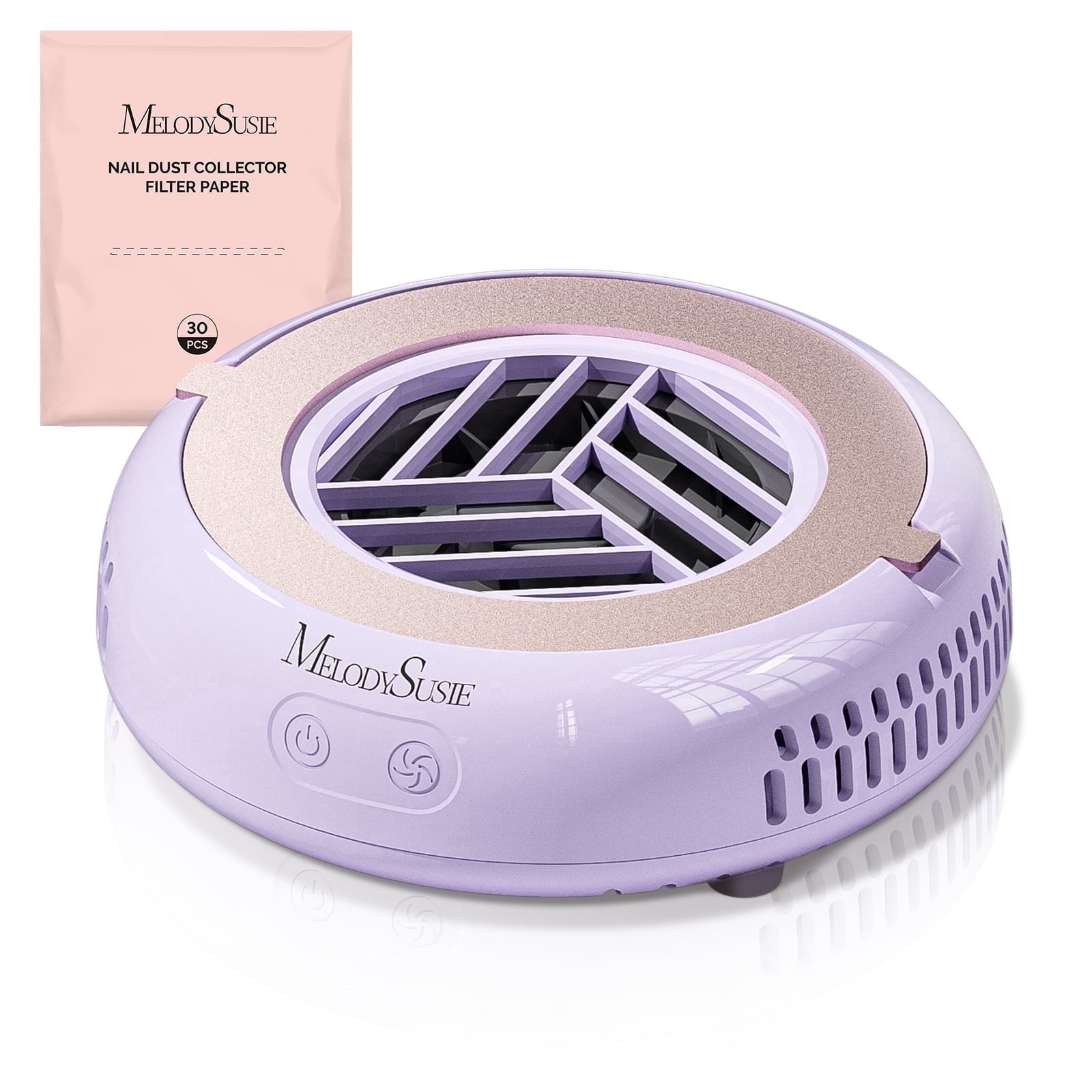 MelodySusie Mini Nail Dust Collector HProA – 6000 RPM Powerful Suction, 3 Speeds, 30 Filter Papers, Compact For Mobile Nail Techs (Purple)