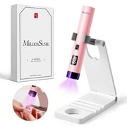 MelodySusie Mini Handheld UV Light for Gel Nails with Stand, P-ART01R Portable Cordless UV Nail Lamp with LCD Display, Pink