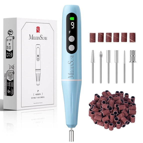 MelodySusie PC90G Portable Rechargeable Nail Drill, 20000 RPM Nail File Kit for for Acrylic & Gel Nails, Home & Salon - Blue