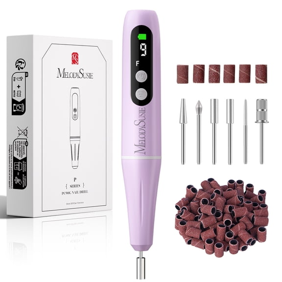 MelodySusie PC90G Portable Rechargeable Nail Drill, 20000 RPM Nail File Kit for for Acrylic & Gel Nails, Home & Salon - Purple