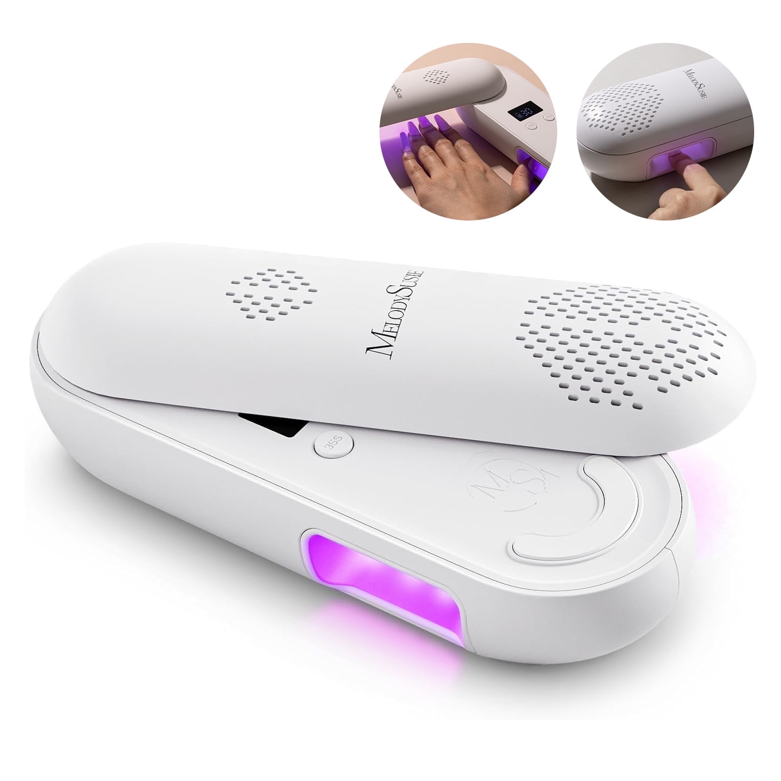 Melodysusie UV Nail Lamp, Plus20F Cordless Rechargeable UV Nail Light UV Protection  Innovation for Gel Nails with 2 Timers, Home & Salon, White
